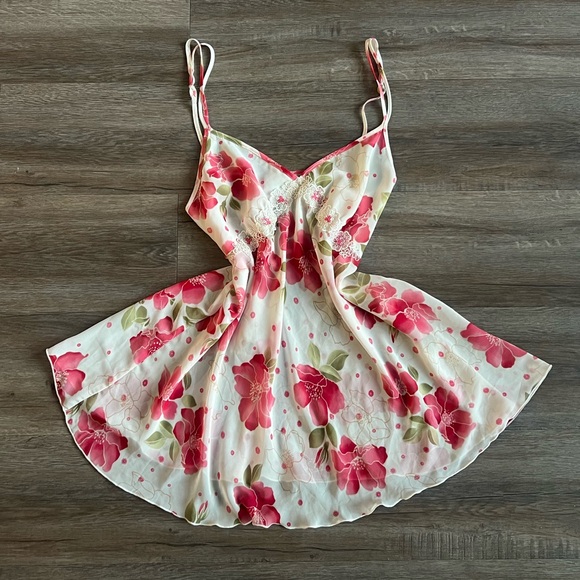 Vintage Other - Vintage Y2K Floral Sequin Chemise Baby Doll Nightie Slip Dress